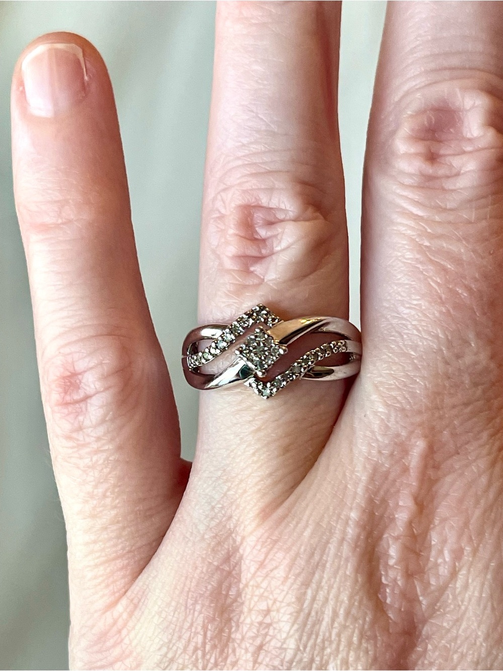 Sterling Silver Diamond Crossover Ring